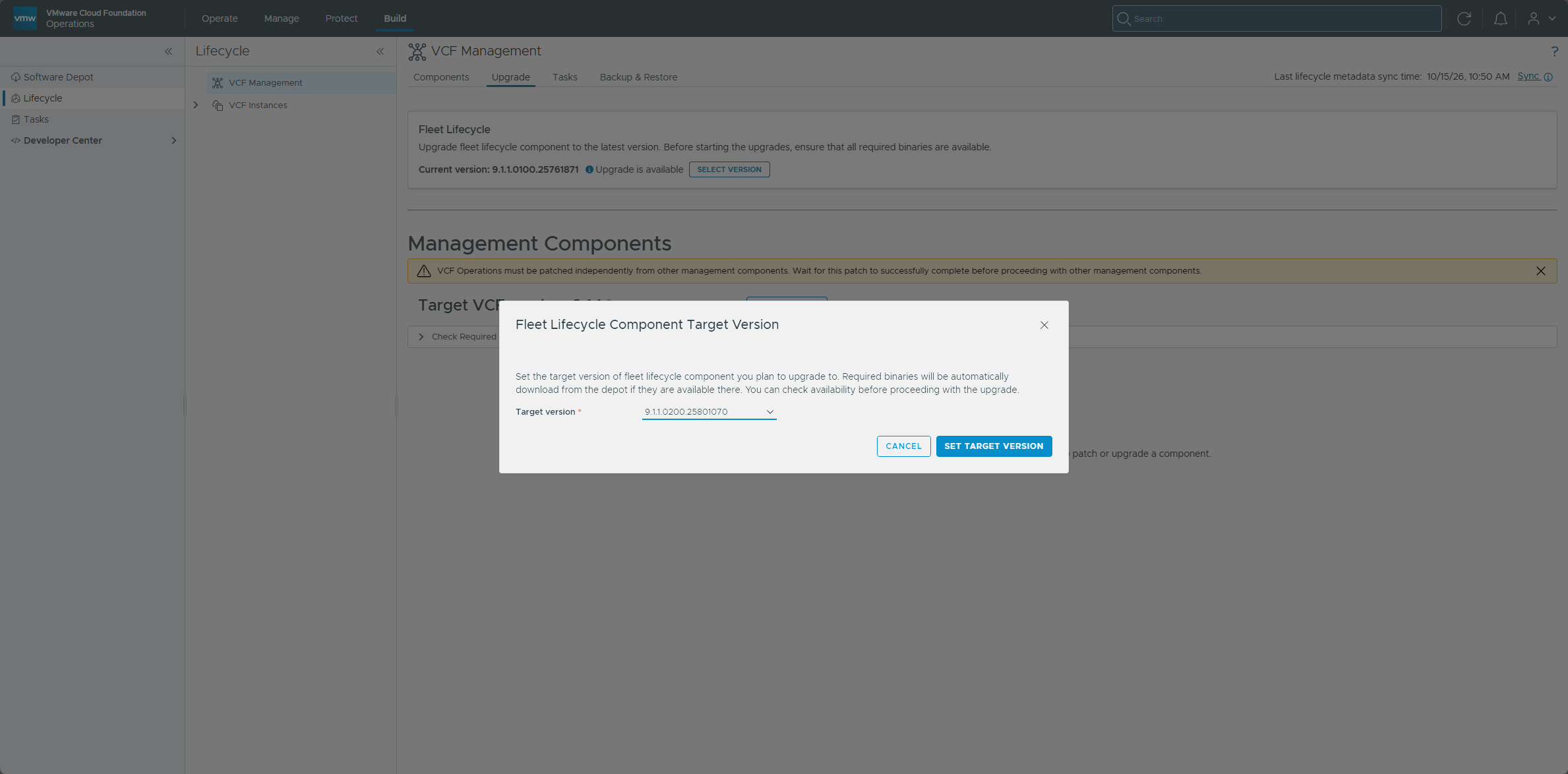 Picking the Fleet Lifecycle target version