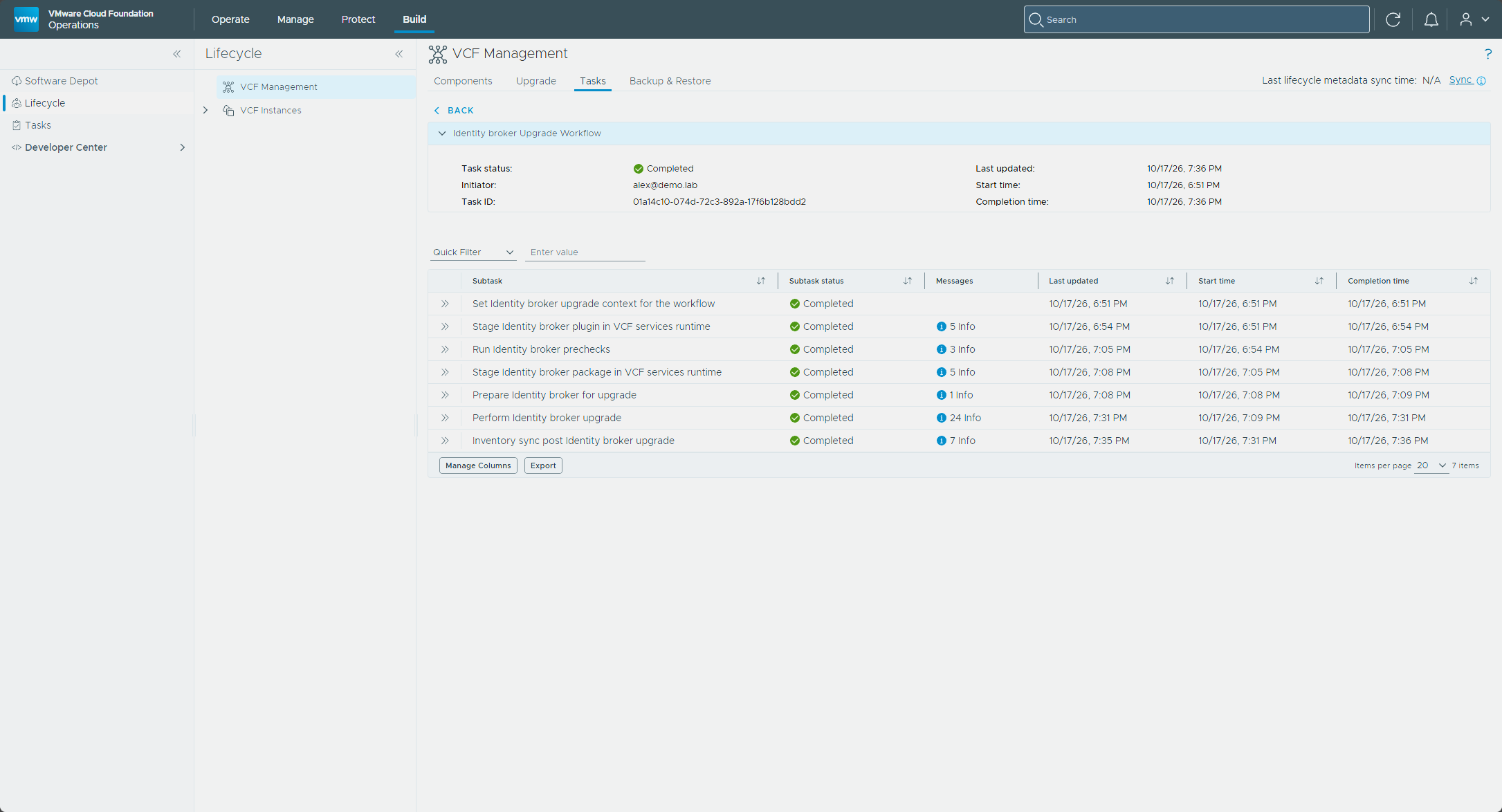 The Identity broker upgrade workflow completed