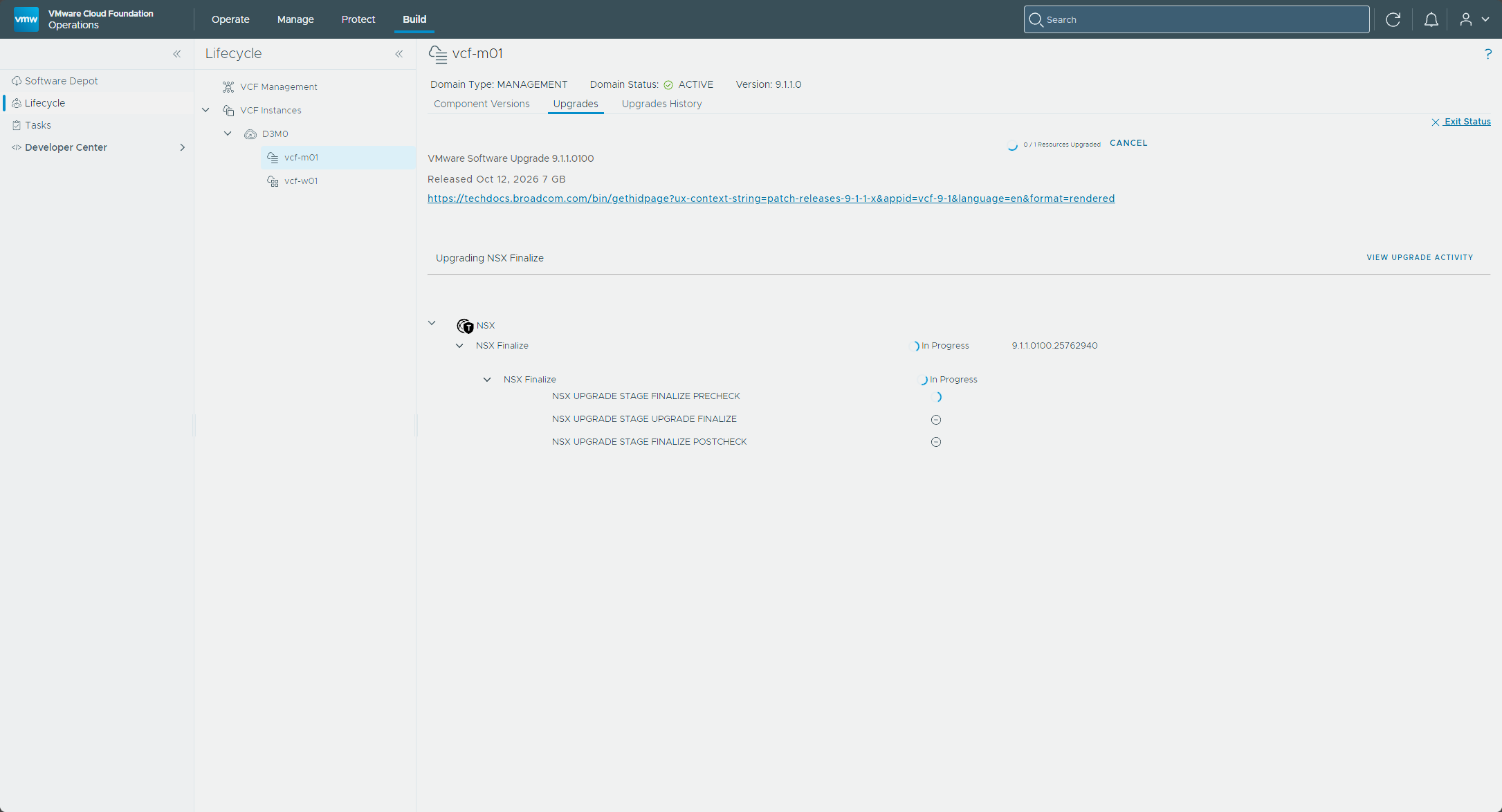 NSX Finalize in progress