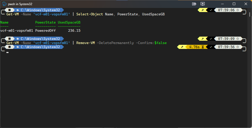 Deleting the Fleet Management appliance with PowerCLI