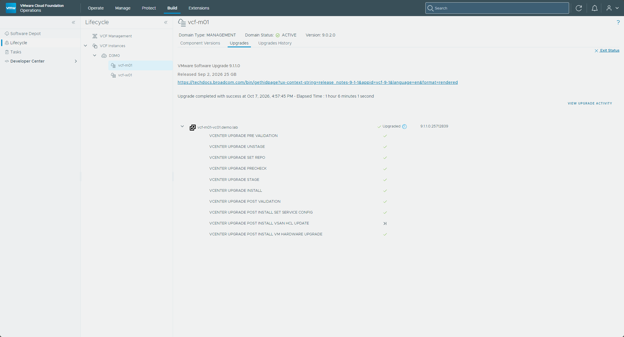 The finished vCenter upgrade
