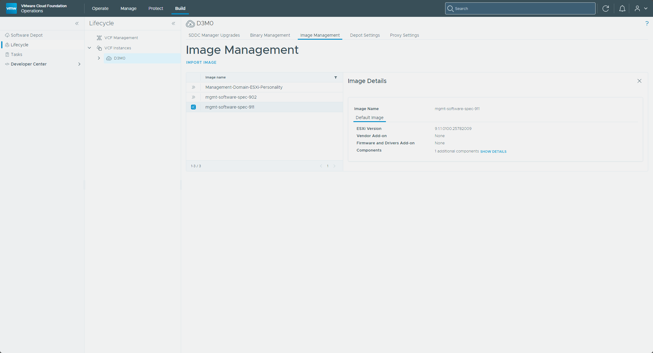 The imported image on the Image Management tab
