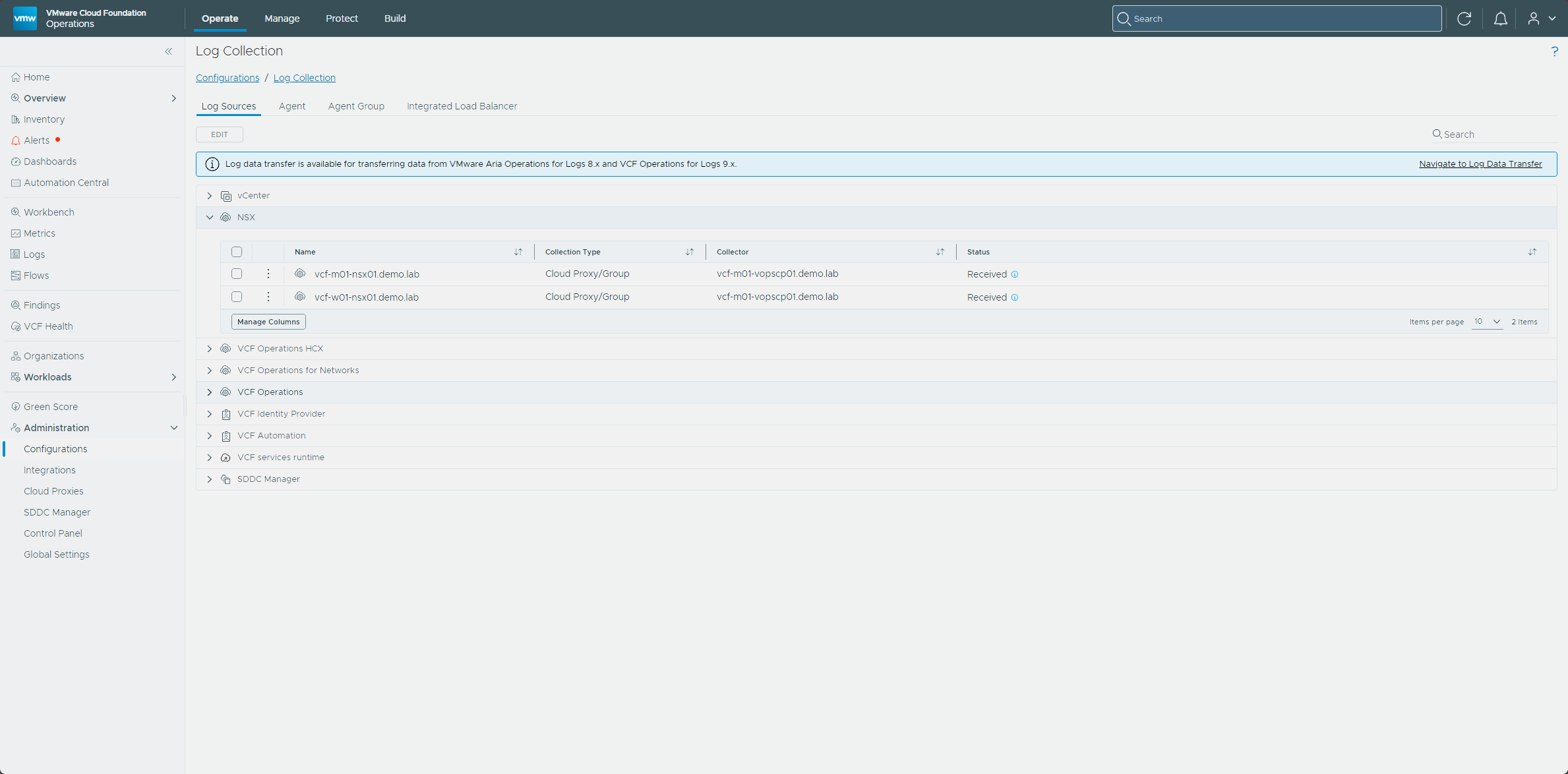 Log Collection with both NSX sources Received