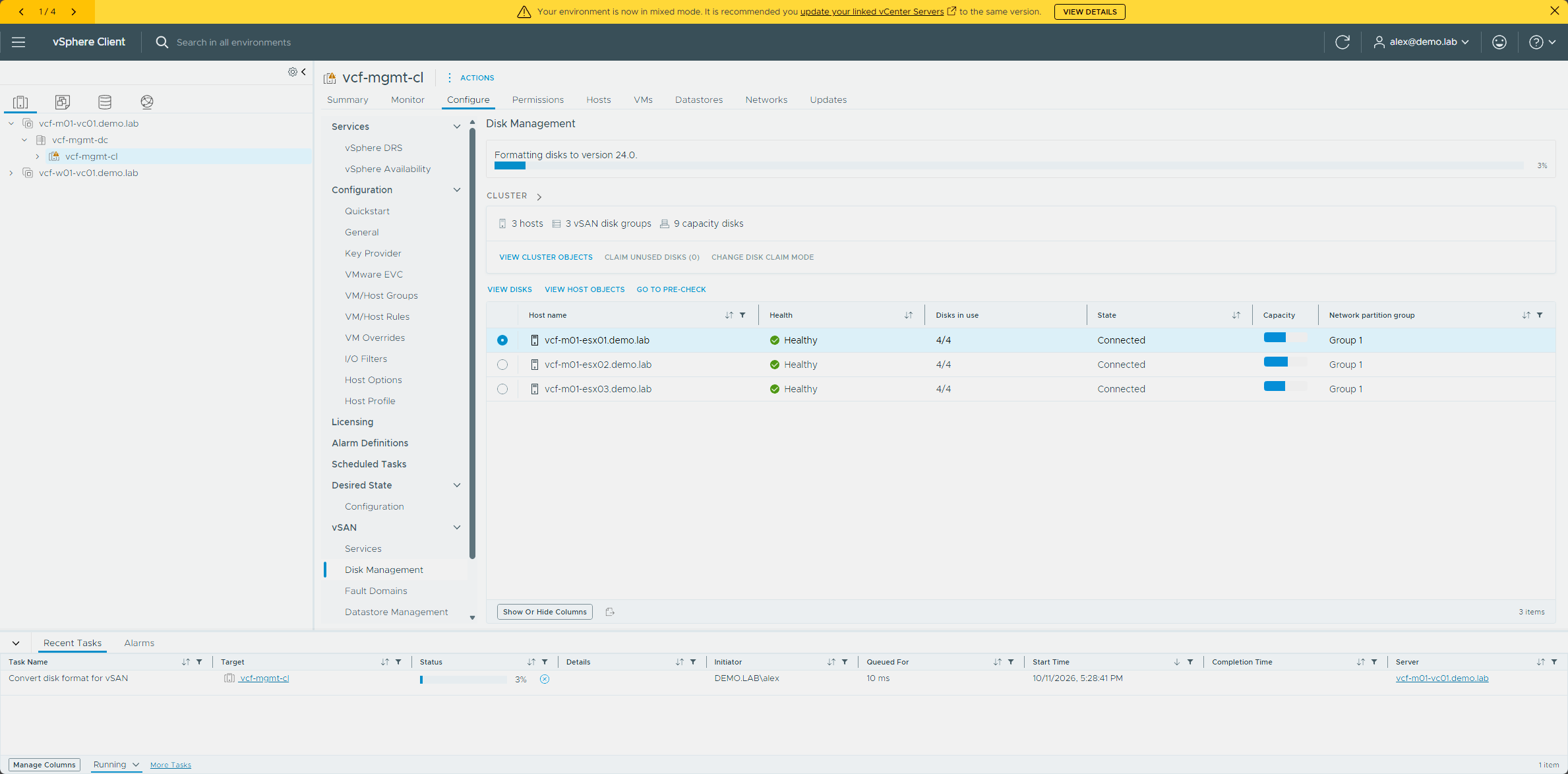The disks formatting to version 24.0