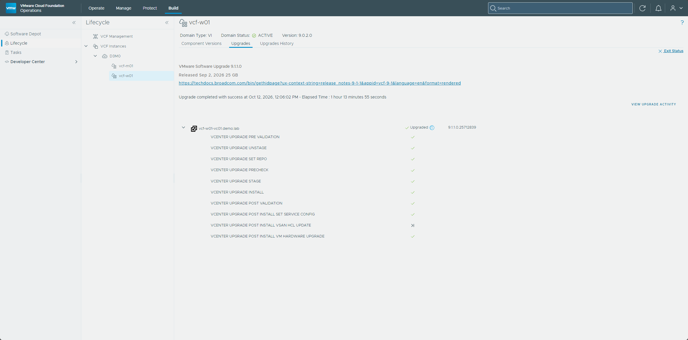 vCenter upgrade completed